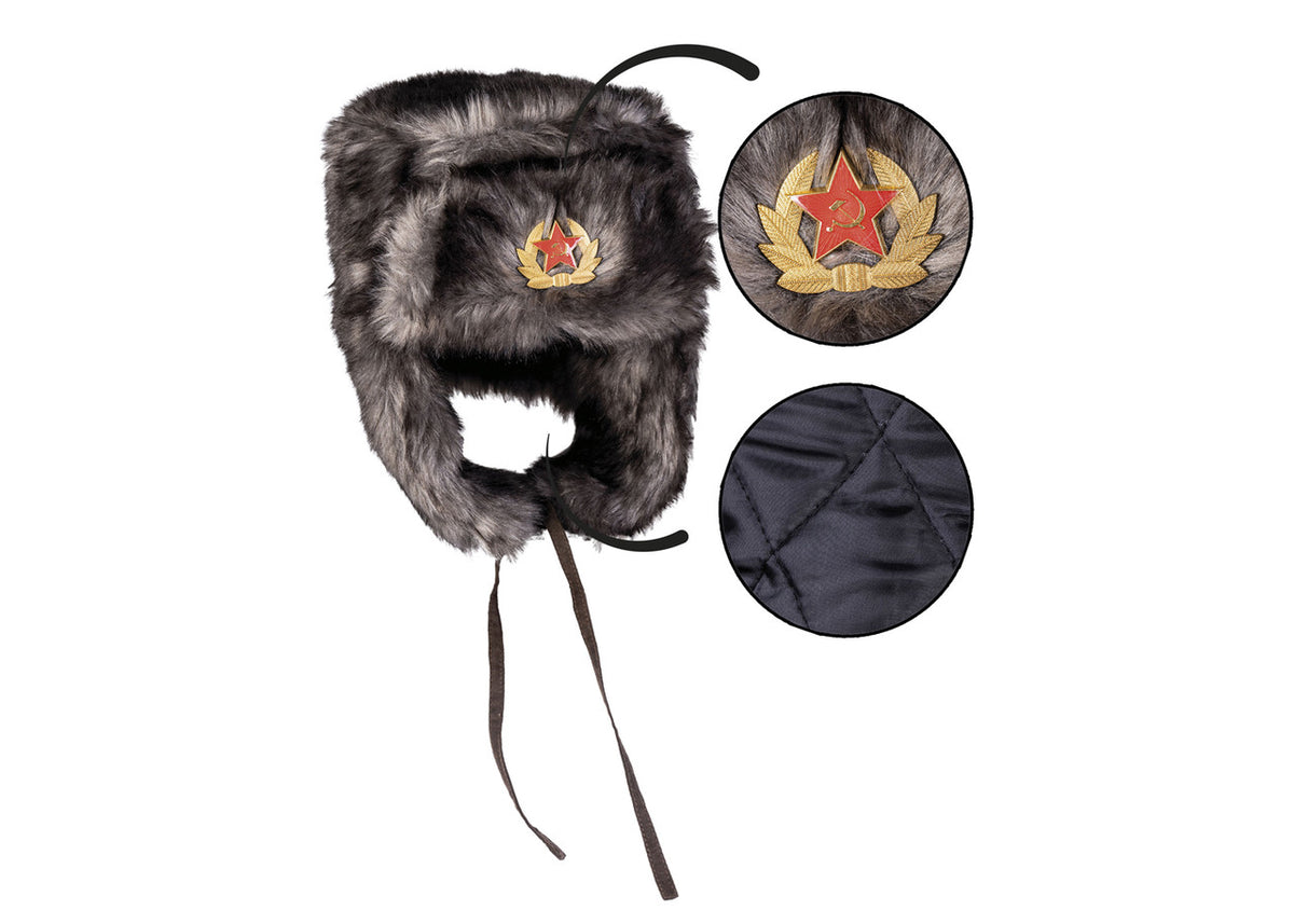 MIL-TEC® BLACK SHAPKA WINTER HAT NEW - MED