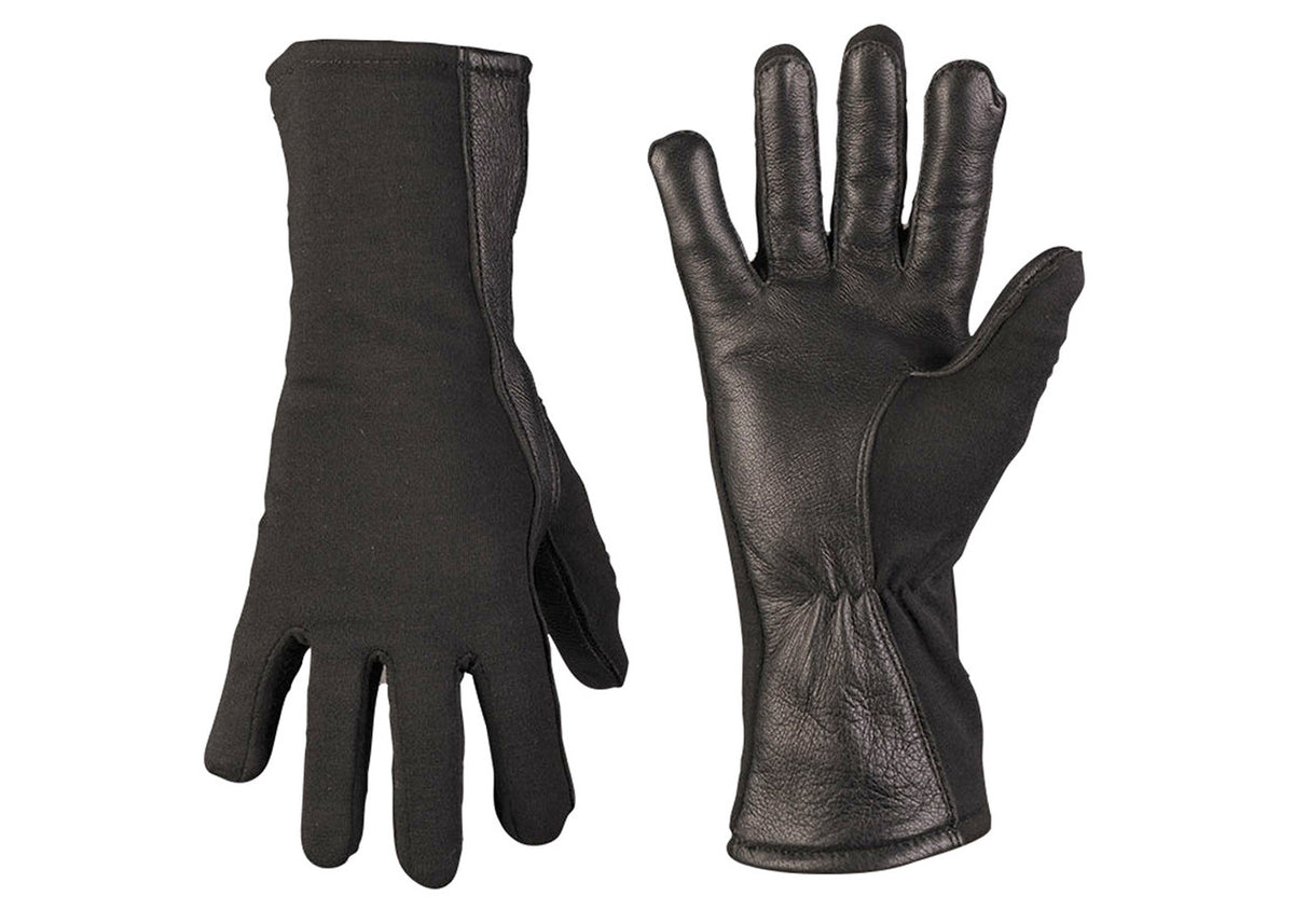 MIL-TEC® Black Lined Flame-Retardant Pilot Gloves