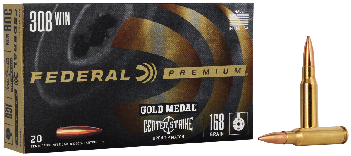 Federal Premium Gold Medal 308 Win 168 gr Open Tip Match - Box or Case