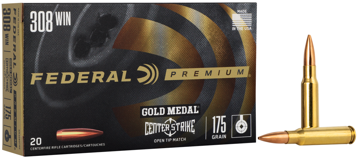 Federal Premium Gold Medal CenterStrike 308 Win 175gr Open Tip Match 20rd - Box or Case