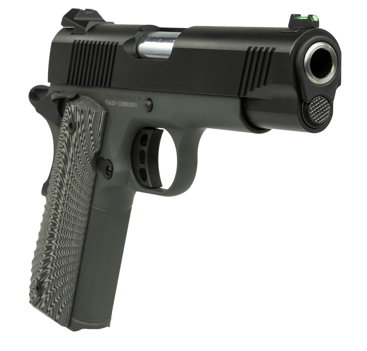 Tisas 1911 Yukon Full Size 10mm Auto 10+1 4.25" Stainless Barrel Black Cerakote Slide Dark Gray Cerakote Steel Frame G10 Grips