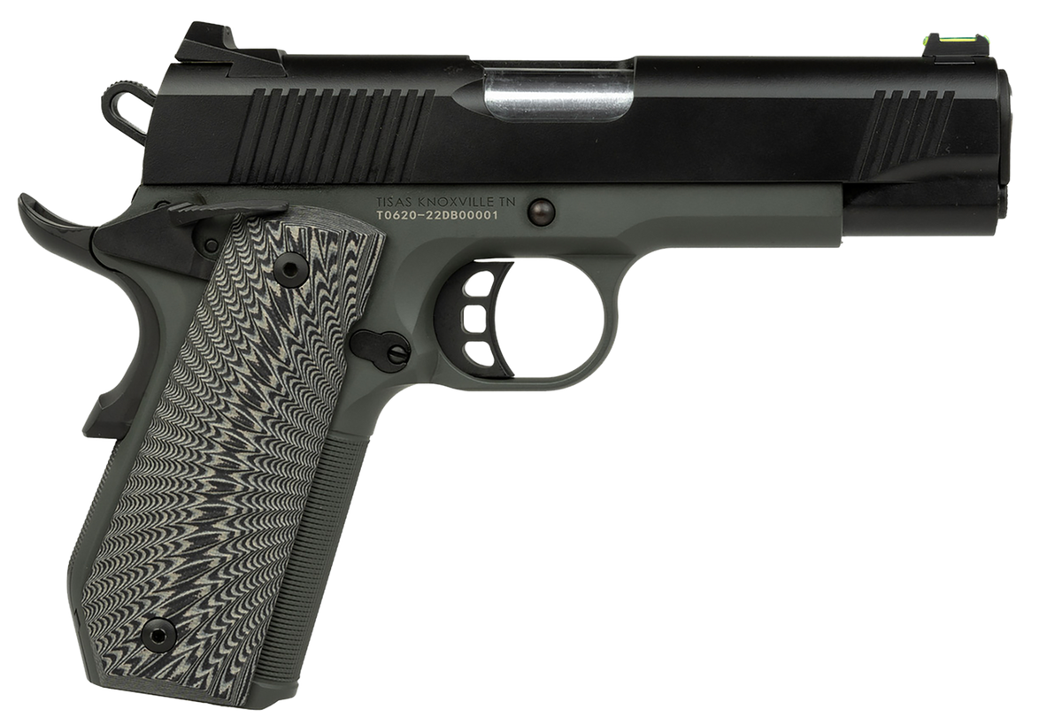Tisas 1911 Yukon Full Size 10mm Auto 10+1 4.25" Stainless Barrel Black Cerakote Slide Dark Gray Cerakote Steel Frame G10 Grips