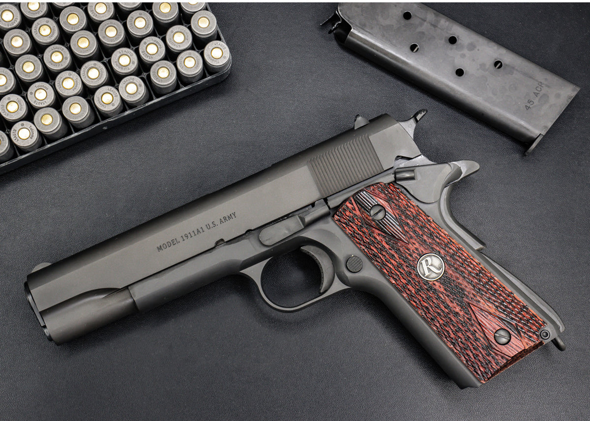 Remington 1911 Rosewood R Medallion-Raw Grips