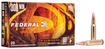 Federal Fusion .308 Win 180gr Bonded Soft Point 20/200 Rd - Box or Case