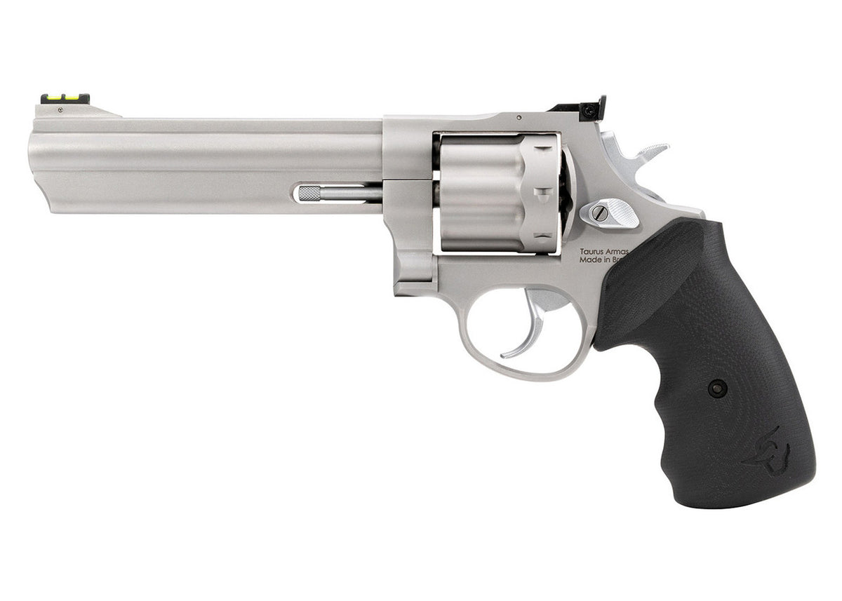 Taurus 608 Competition 357 Mag/38 Special +P 8 Shot 6" Matte Stainless Steel Barrel, Cylinder & Frame, Black Finger Grooved Grip, Transfer Bar Safety, Exposed Hammer