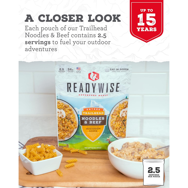 ReadyWise Trailhead Noodles and Beef - 6 Pouch Case