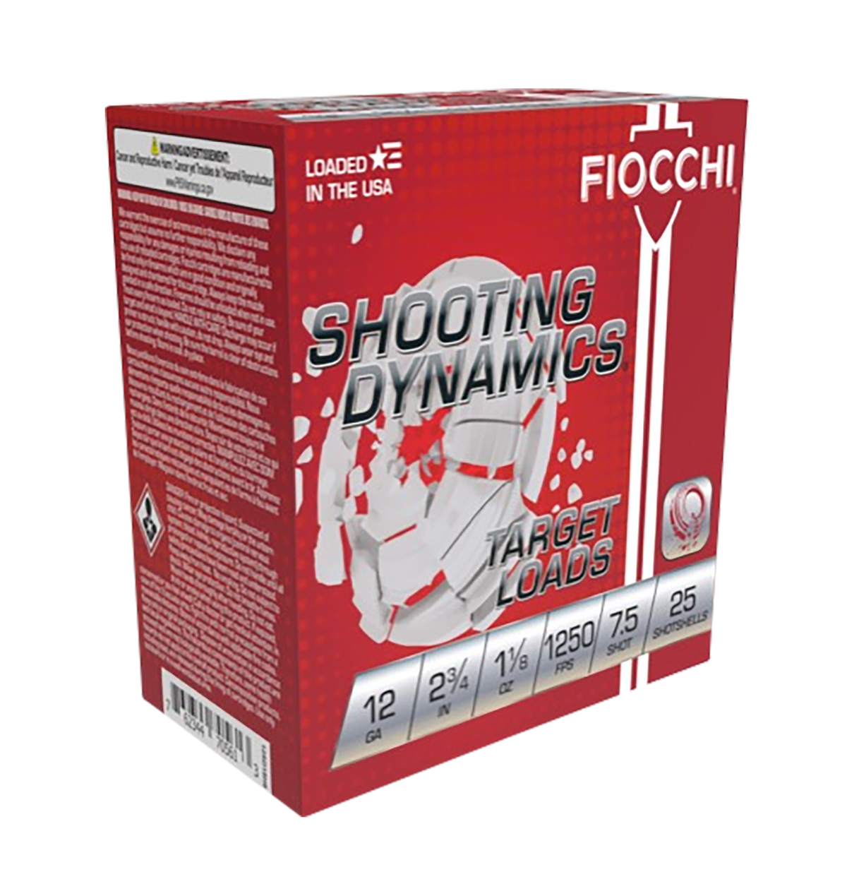 Fiocchi Shooting Dynamics 12 Gauge 2.75 in 1-1/8 oz #7.5 Shot 25 Bx/10 Cs - Box or Case