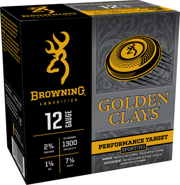 Browning Golden Clays 12 Gauge 2.75" 1-1/8 oz #7.5 Shot 1300 fps 25 Rd - Box or Case