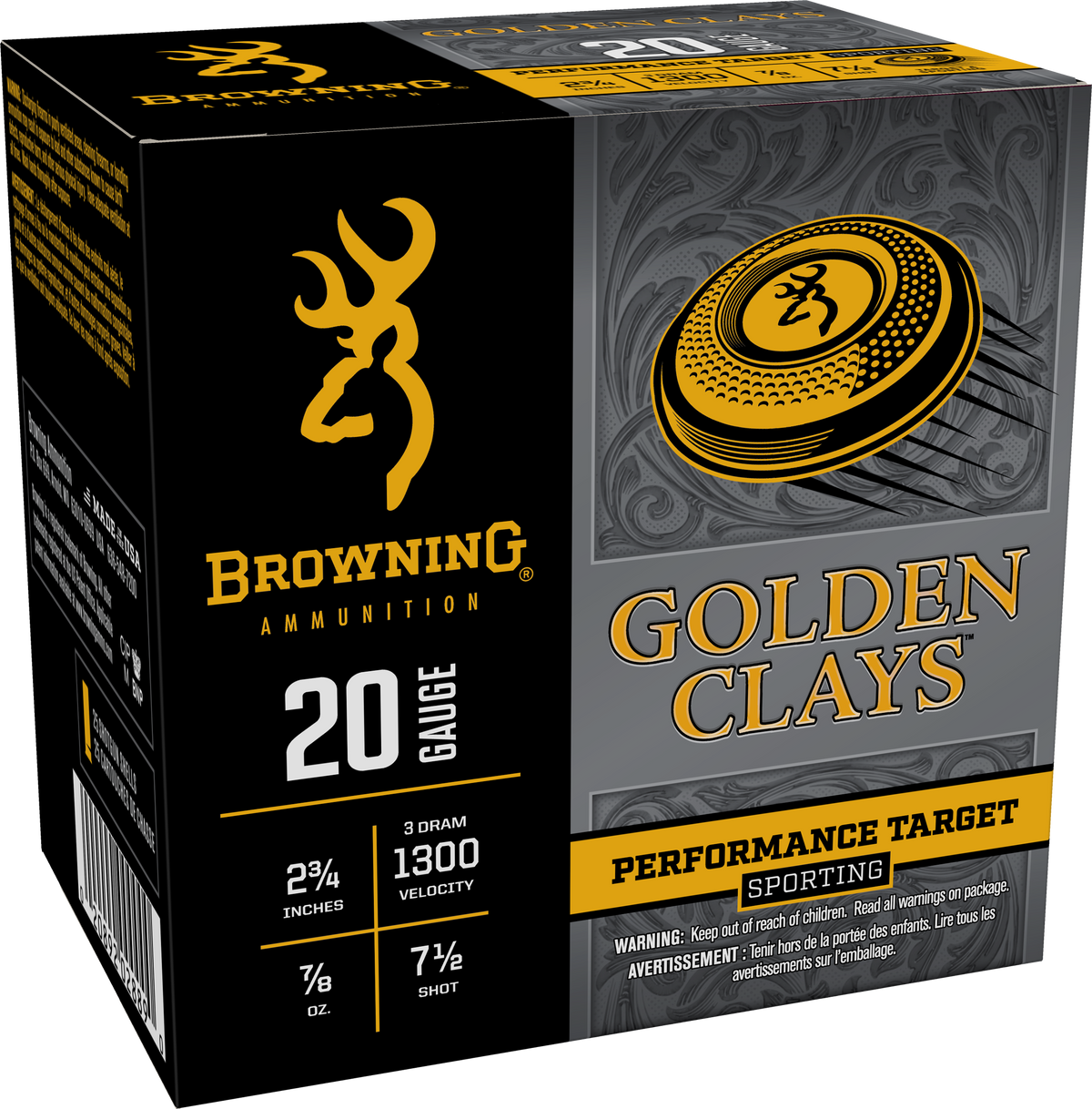 Browning Ammo Golden Clays 20 Gauge 2.75" 7/8 oz 7.5 Shot - Box or Case