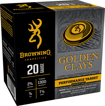 Browning Ammo Golden Clays 20 Gauge 2.75" 7/8 oz 7.5 Shot - Box or Case