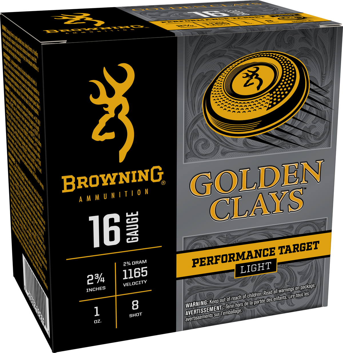 Browning Ammo Golden Clays 16 Gauge 2.75" 1 oz #8 Shot - Box or Case