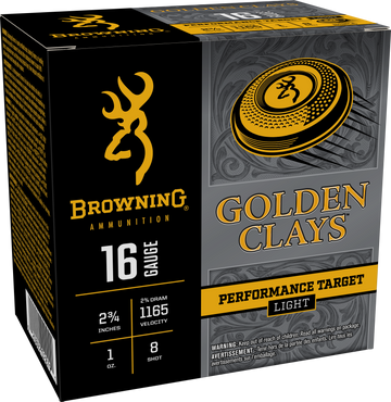 Browning Ammo Golden Clays 16 Gauge 2.75" 1 oz #8 Shot - Box or Case