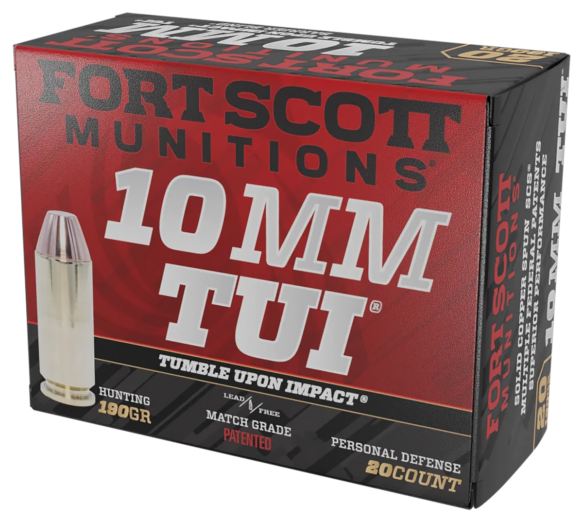 Fort Scott Munitions Claw Defense 10mm Auto 190gr Solid Copper Spun - Box or Case