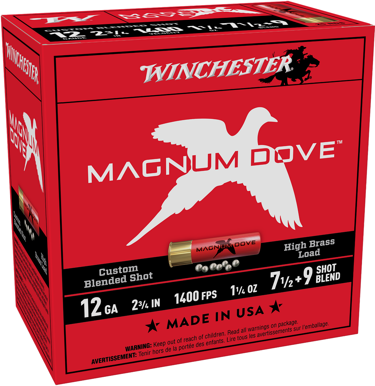 Winchester Ammo Magnum Dove 12 Gauge 2.75" 1-1/4 oz 7.5/9 Shot - Box or Case