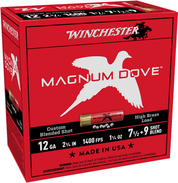 Winchester Ammo Magnum Dove 12 Gauge 2.75" 1-1/4 oz 7.5/9 Shot - Box or Case
