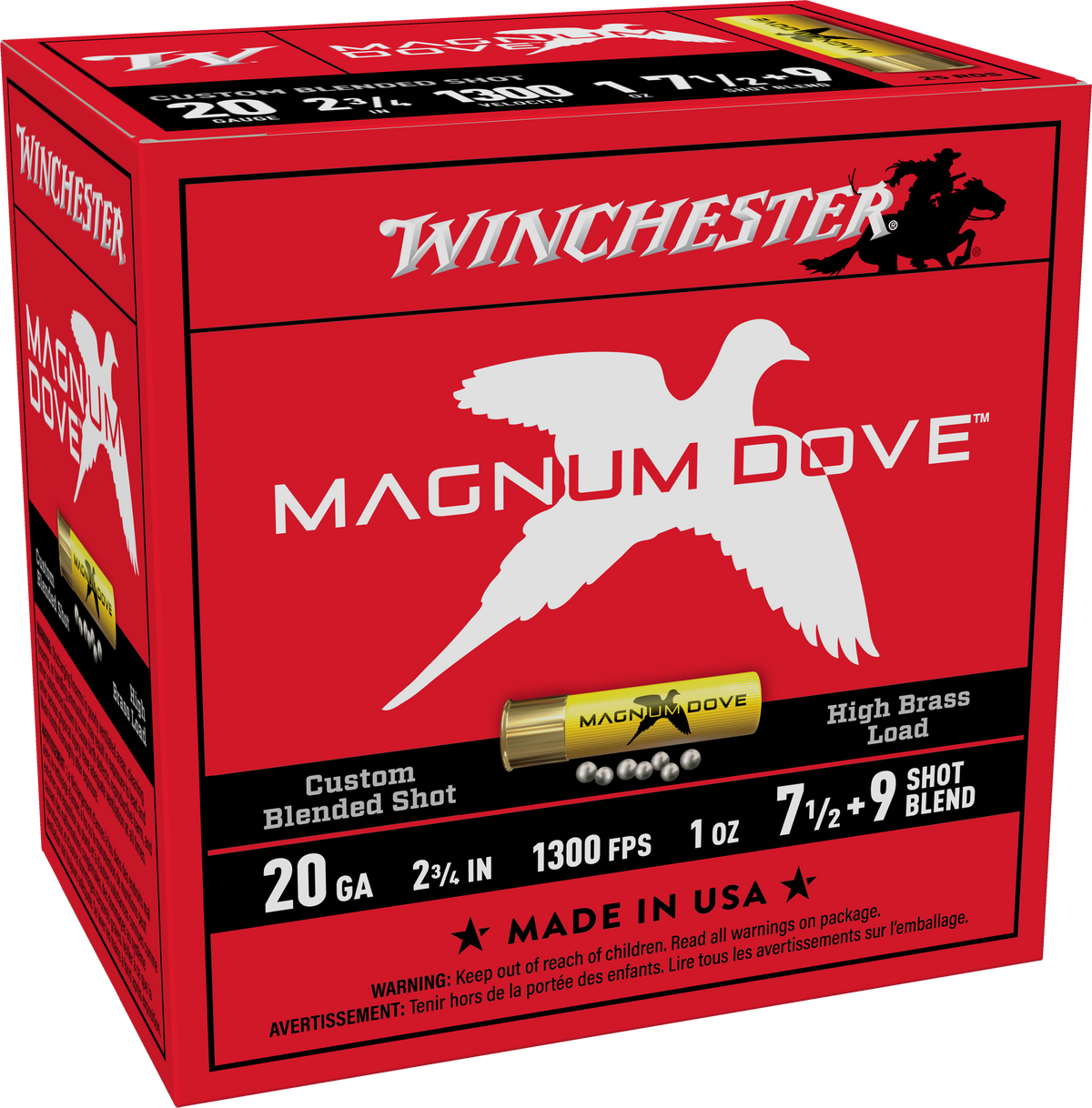 Winchester Ammo Magnum Dove 20 Gauge 2.75" 1 oz 7.5/9 Shot - Box or Case