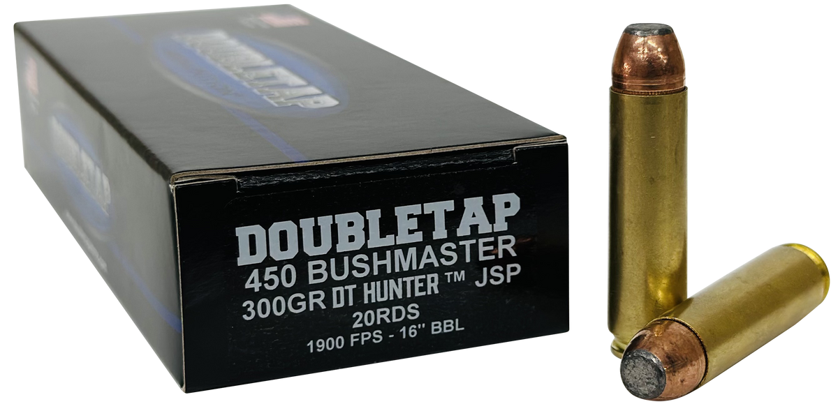 DoubleTap Ammunition 450 Bushmaster 300gr Jacketed Soft Point 20-Rd - Box or Case