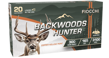 Fiocchi Backwoods Hunter 300 Win Mag 165gr Copper Hollow Point 20 Bx/10 Cs - Box or Case