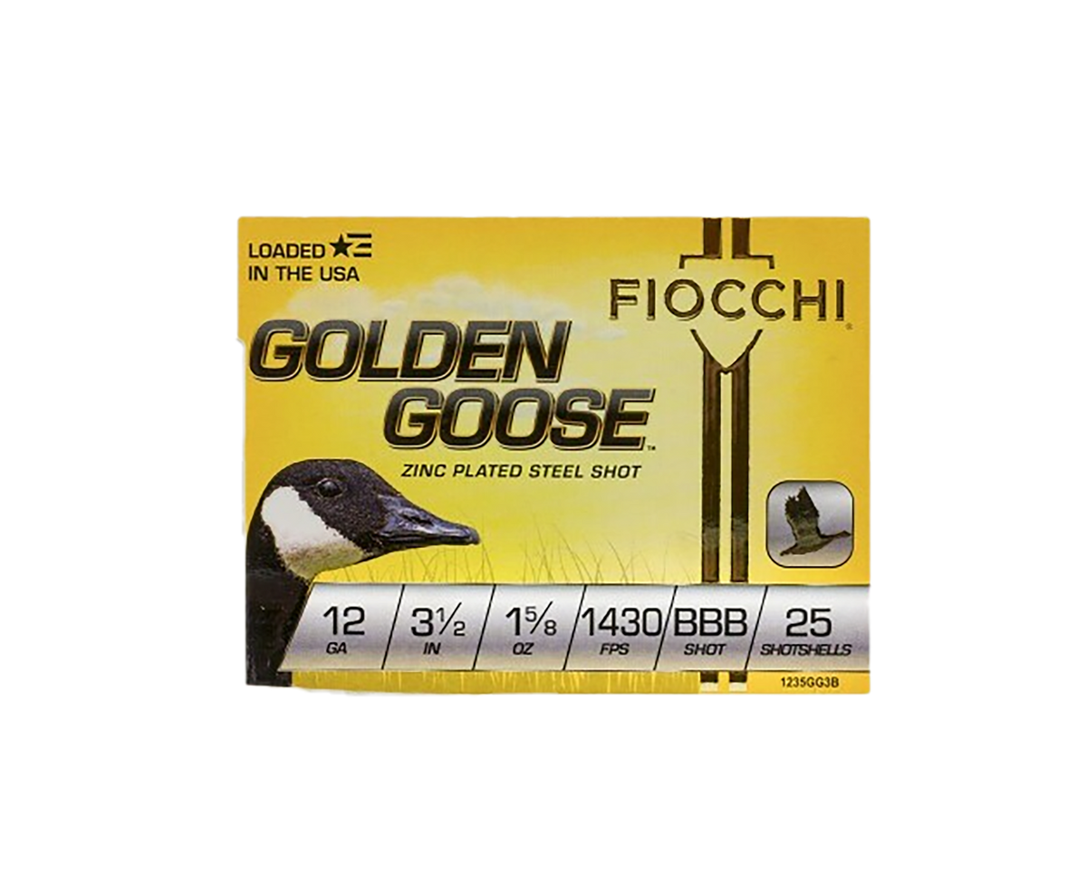 Fiocchi Golden Goose 12 Gauge 3.5" 1-5/8 oz BBB Steel Shot 25 Bx/10 Cs - Box or Case