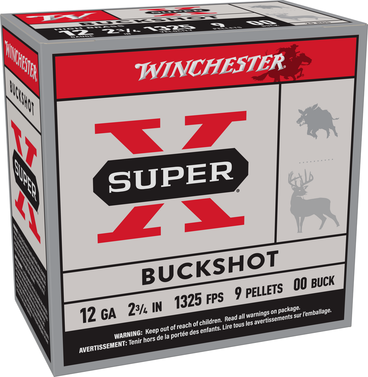 Winchester Ammo Super X 12 Gauge 2.75" 00 Buck 9 Pellet Buckshot - Box or Case