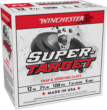 Winchester Ammo Super-Target 12 Gauge 2.75" 1oz #8 Shot 25 Rd - Box or Case