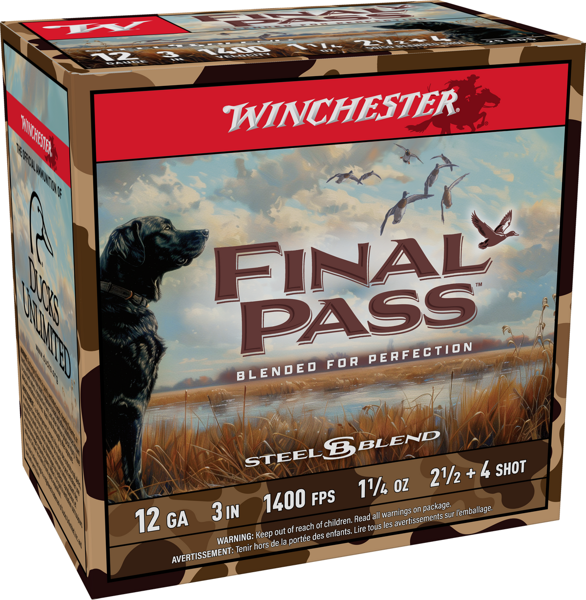 Winchester Ammo Final Pass 12 Gauge 3" 1-1/4 oz #2.5 & #4 Steel Shot 25 Rd - Box or Case