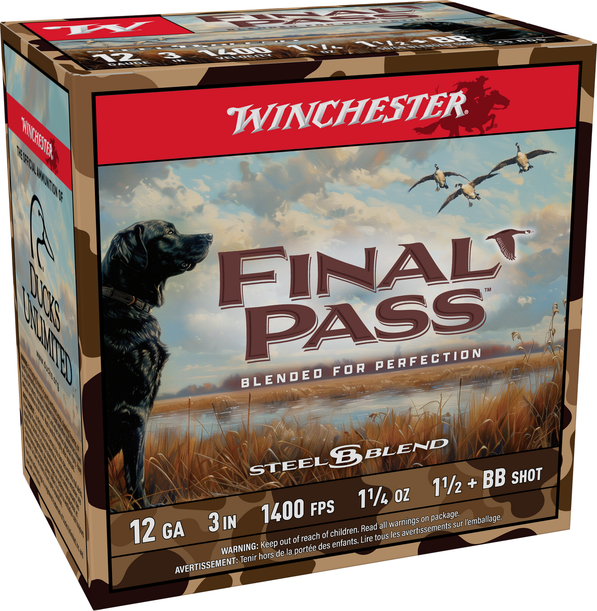 Winchester Ammo Final Pass 12 Gauge 3" 1-1/4 oz BB/1.5 Shot 25 Rd - Box or Case