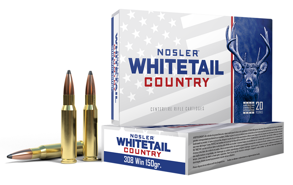 Nosler Whitetail Country .308 Win 150gr Solid Base Spitzer - Box or Case