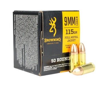 Browning Ammo 9mm Luger 115gr Full Metal Jacket 50 Rd - Box or Case
