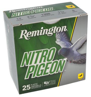 Remington Ammunition Nitro Pigeon 12 Gauge 2.75" 1 1/4 oz #8 Shot 25 Rd - Box or Case