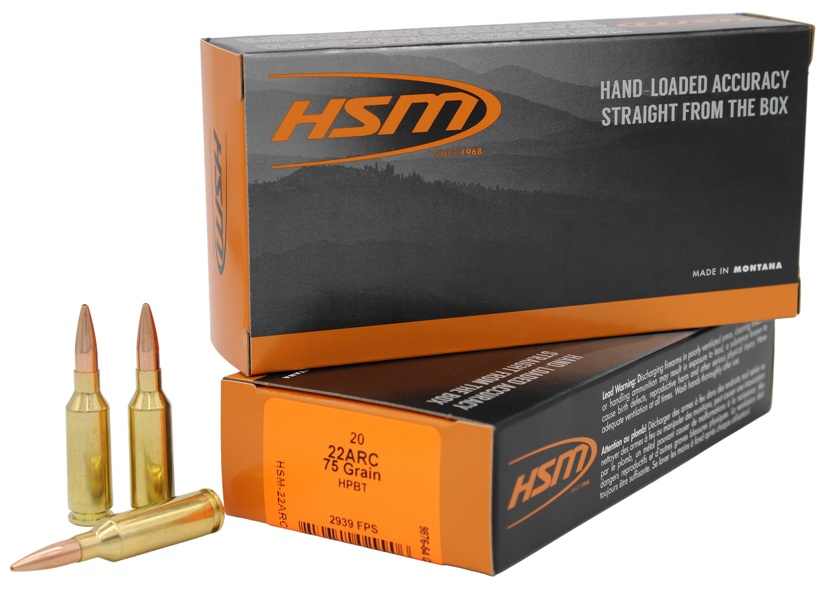 HSM Varmint 22 ARC 75gr Hollow Point Boat Tail 20 Rd - Box or Case