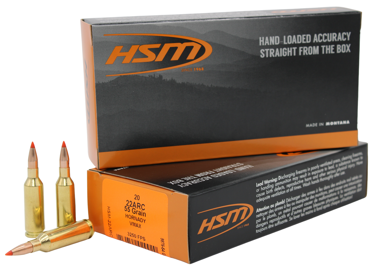 HSM Varmint 22 ARC 55gr V-Max 20 Rd - Box or Case