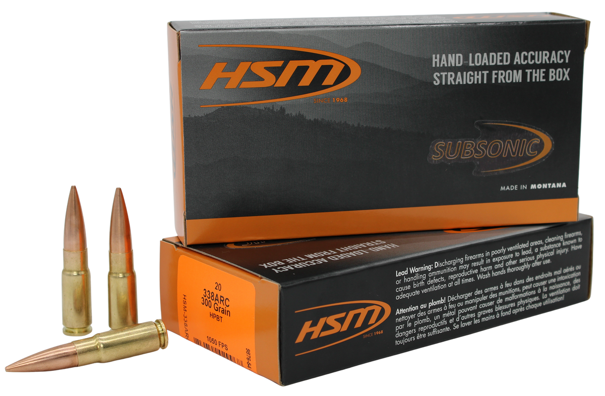HSM Subsonic 338 ARC 300gr Hollow Point Boat Tail 20 Rd - Box or Case