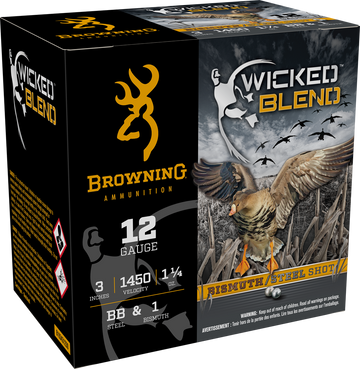 Browning Ammo Wicked Blend 12 Gauge 3" 1-1/4 oz BB/1BI Shot 25 Rd - Box or Case