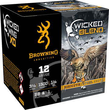 Browning Ammo Wicked Blend 12 Gauge 3.5" 1-1/2 oz BB/1 Bismuth Shot 25 Rd - Box or Case