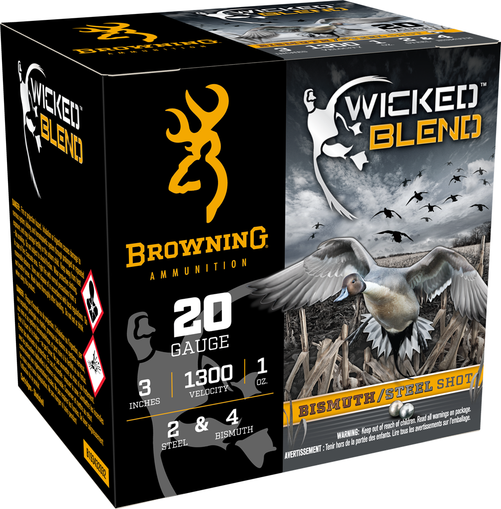 Browning Ammo Wicked Blend 20 Gauge 3" 1oz #2 Steel/#4 Bismuth Blend Shot 25 Rd - Box or Case