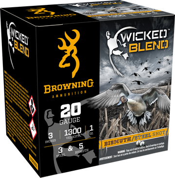 Browning Ammo Wicked Blend 20 Gauge 3\" 1oz #3/5 Bismuth Blend 25 Rd - Box or Case