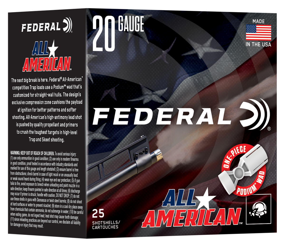 Federal 20 Gauge 2.5" 7/8oz #7.5 Shot 25 Rd - Box or Case