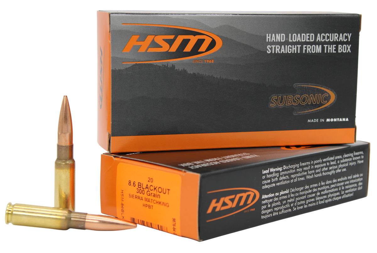 HSM 8.6 Blackout 300gr Hollow Point Boat Tail 20 Rd - Box or Case