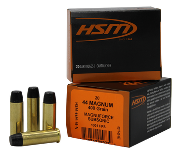 HSM Subsonic 44 Rem Mag 400gr Hard Cast Long Flat Nose 20 Rd - Box or Case