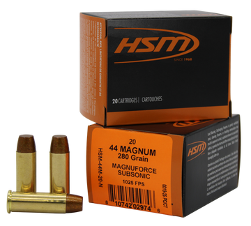 HSM 44 Rem Mag Subsonic 280gr Hard Cast Long Flat Nose 20 Rd - Box or Case