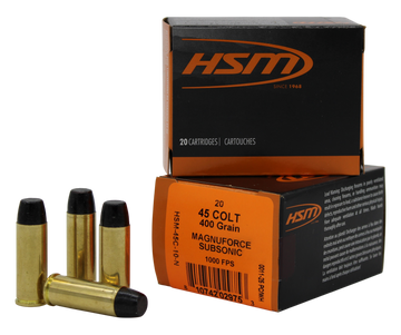 HSM 45 Long Colt Subsonic 400gr Hard Cast Long Flat Nose 20 Rd - Box or Case