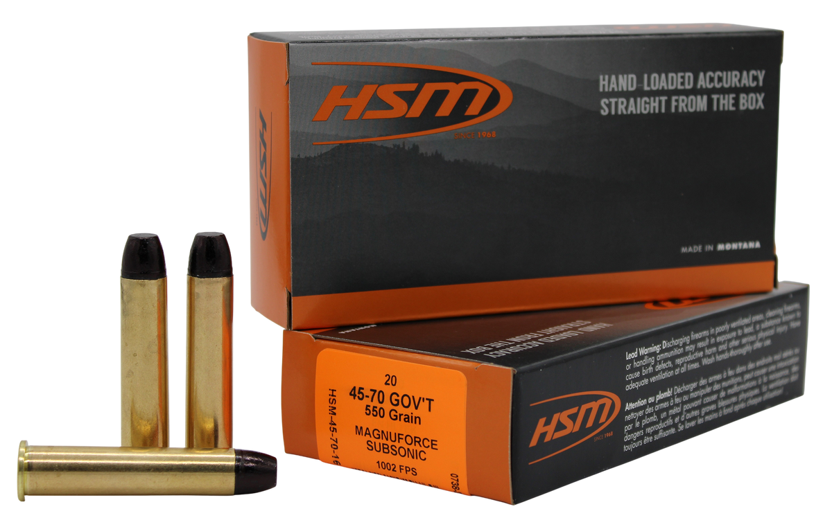 HSM .45-70 Government 550gr Hard Cast Long Flat Nose 20 Rd - Box or Case