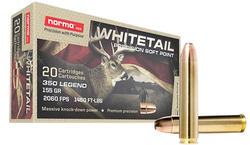 Norma Ammunition Whitetail .350 Legend 155gr Soft Point - Box or Case