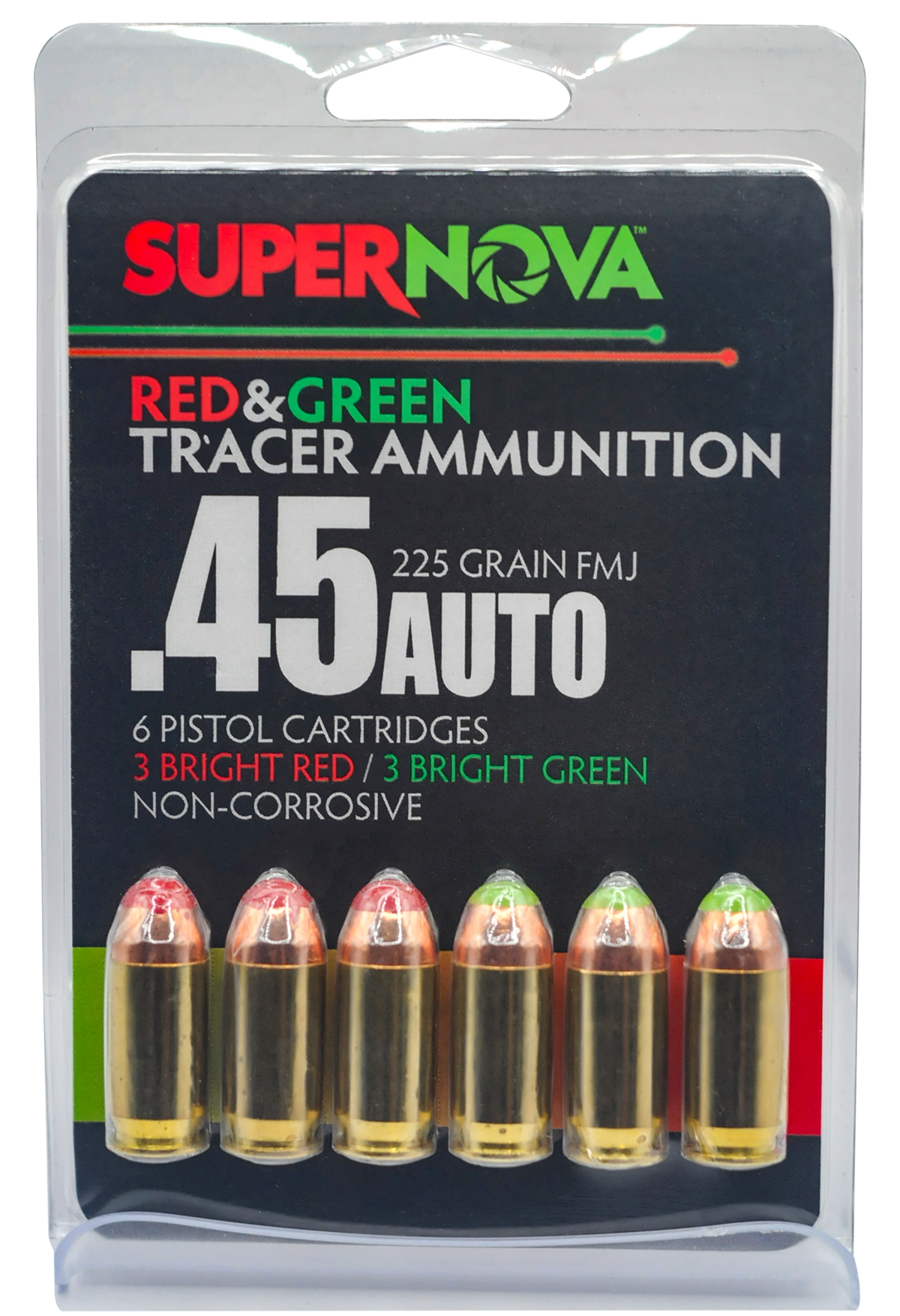 EAA Supernova Green/Red Tracer 45 ACP 225gr FMJ 6 Rds/Box - Box or Case