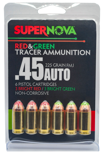 EAA Supernova Green/Red Tracer 45 ACP 225gr FMJ 6 Rds/Box - Box or Case