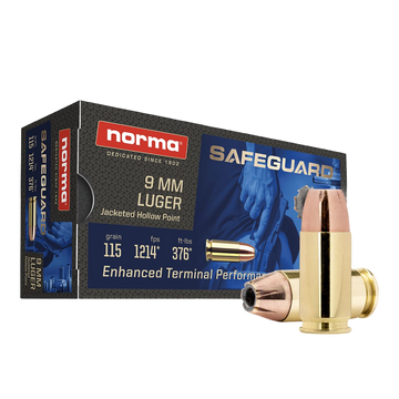 Norma Safeguard 9mm Luger 115gr JHP 50 Rounds - Box or Case