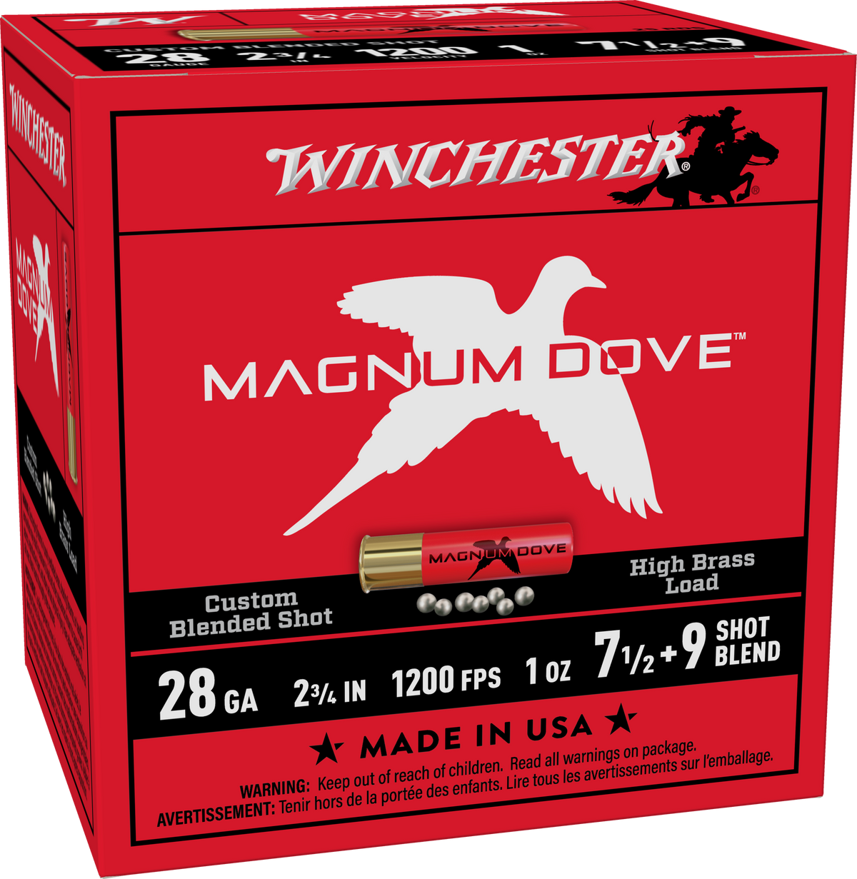 Winchester Ammo Magnum Dove 28 Gauge 2.75" 1-1/4 oz #7.5/9 Shot 25 Rounds - Box or Case