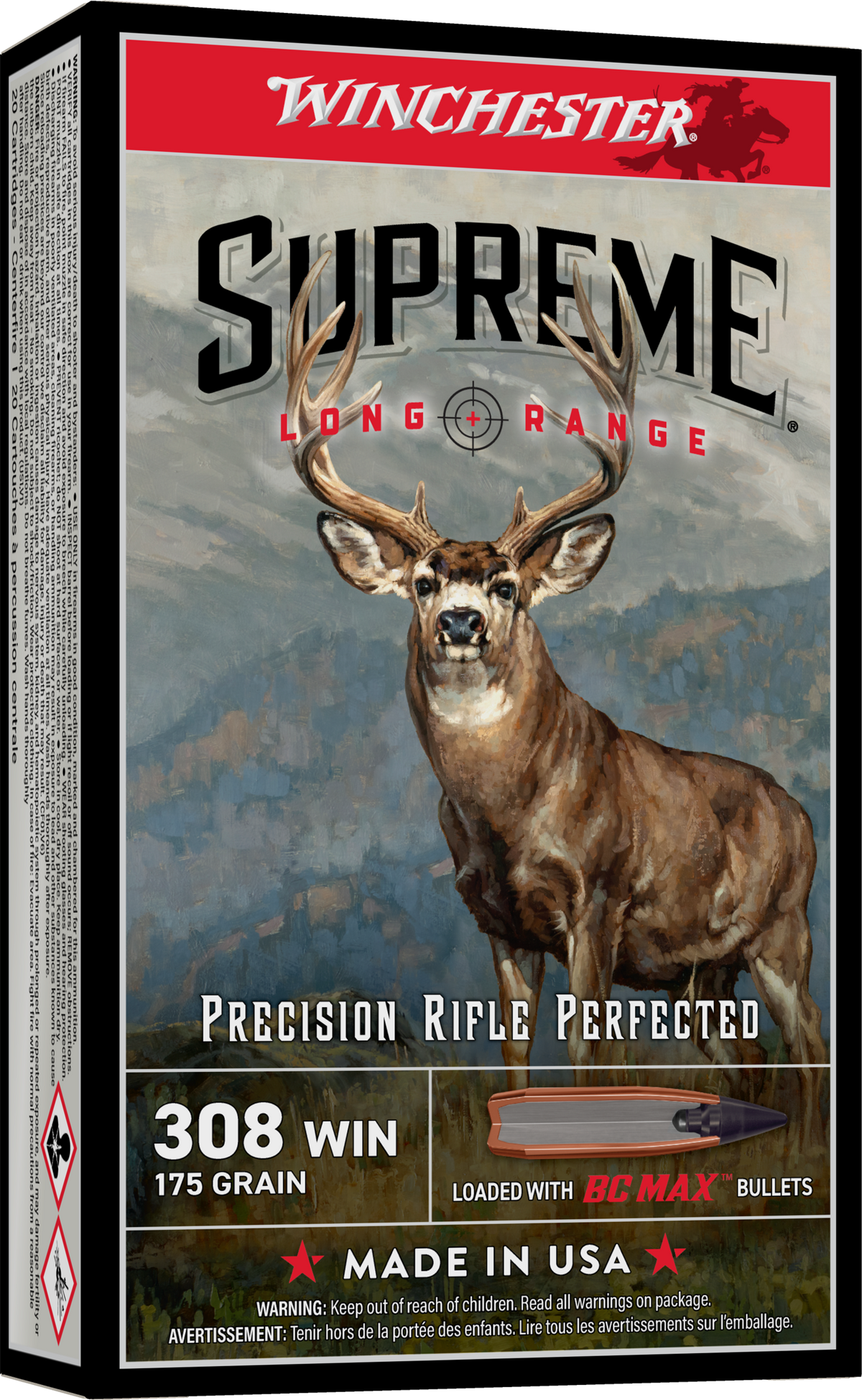 Winchester Ammo Supreme Long Range .308 Win 175gr BC Max - Box or Case