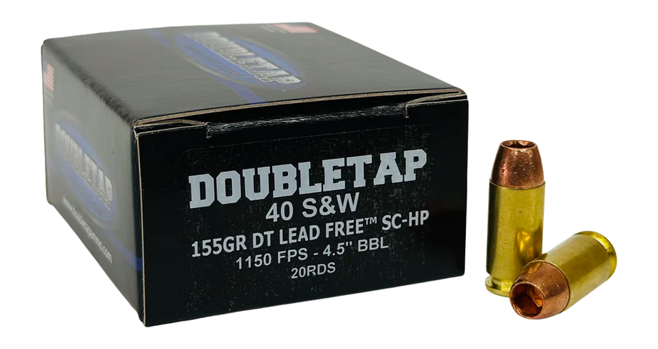 DoubleTap Ammunition DT Lead Free .40 S&W 155gr Solid Copper Hollow Point 20-Rd - Box or Case